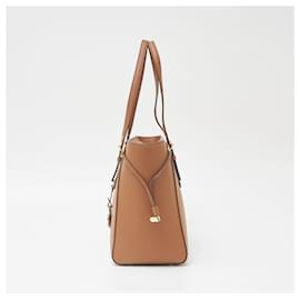 Michael Kors-Michael Kors Voyager Medium Tote Bag Brown Leather-Brown