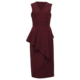 Alexander McQueen Peplum-Midikleid aus Burgunder-Rayon Rot Bordeaux