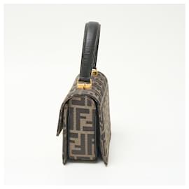 Fendi-Sac à bandoulière en toile Zucca en cuir Fendi-Marron