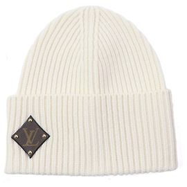 Gorro LV de lana y cuero de vaca Louis Vuitton Blanco