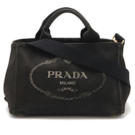 Prada-Prada Canapa 2way Tote Bag 1BG439 Canvas Nero-Black