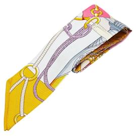 Hermès-Écharpe Twilly Cliquetis en soie Hermes-Blanc