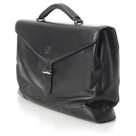 Loewe-Loewe Anagram Leather Briefcase Black-Black