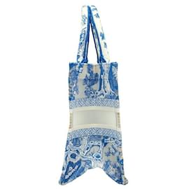 Dior-Dior Book Tote Canvas Handbag Medium Blue-Blue