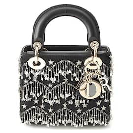 Dior-Dior Lady Dior Leather Satin Mini Handbag Black-Black