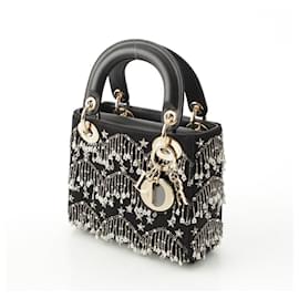 Dior-Dior Lady Dior Leather Satin Mini Handbag Black-Black
