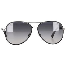 Chanel Leather CC Aviator Pilot Winter Sunglasses in Grey Metal Grey