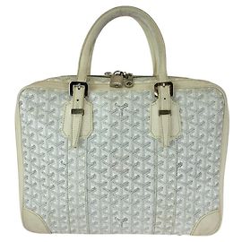 Sac à main d'affaires en cuir Goyard Ambassade PM Blanc