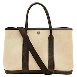 Hermès-Sac Tote Hermes Garden Party 30 TPM-Marron,Beige