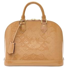Louis Vuitton-Louis Vuitton Alma PM Monogram Vernis Patent Leather Handbag-Brown,Beige