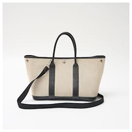 Hermès-Hermes Garden Party TPM Handbag Ivory Black-Black
