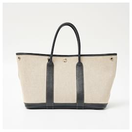 Hermès-Sac à main Hermes Garden Party TPM ivoire noir-Noir