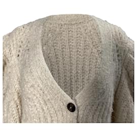 Ulla Johnson-Ulla Johnson Knitted Bishop Sleeve Cardigan in Cream Wool-White,Cream