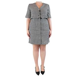 Sandro Schwarz-weißer Hahnentrittmuster-Midi-Kleid - Größe Schwarz
