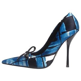 Prada Blue satin printed bow heels - size EU 39 (UK 6) Blue