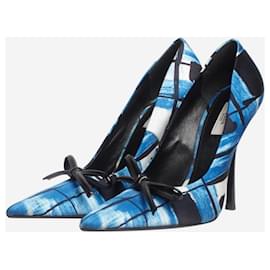 Prada-Blue satin printed bow heels - size EU 39 (UK 6)-Blue