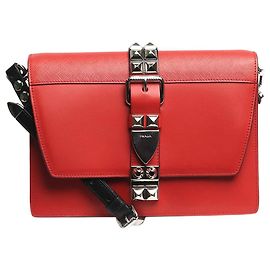 Prada Bolsa de couro com spikes vermelha Elektra Vermelho