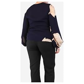 Johanna Ortiz-Navy blue silk floral printed blouse - size UK 12-Blue