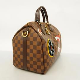 Louis Vuitton-Louis Vuitton Damier LV Stories Patches Speedy Bandouliere 30 Handbag-Damier ebene