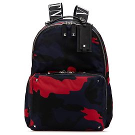 Zaino camouflage in nylon stampato blu Valentino Blu Altro Blu navy