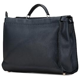 Fendi-Fendi Blue Large Leather Peekaboo Iconic Essential Faces Satchel-Blue,Dark blue