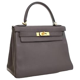 Hermès-Hermès Kelly II Retourne 28 en Togo gris-Marron,Gris anthracite