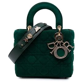 Dior-Dior Green Small Velvet Cannage My ABCDior Lady Dior-Green,Dark green