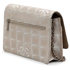 Chanel-Chanel Brown New Travel Line Nylon Wallet On Chain-Brown,Beige