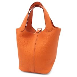 Hermès-Hermès Orange Clemence Picotin Lock 18-Orange