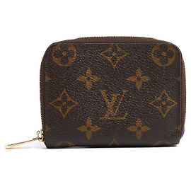 Carteira compacta Louis Vuitton Zippy LV Monogram e couro Marrom
