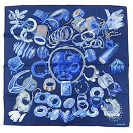Hermès-Hermes Carre 90 Bracelets de Lumiere Silk Scarf-Blue