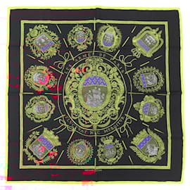 Hermès-Hermes Carre 90 LES ARMES DE PARIS Silk Scarf-Black,Red,Multiple colors,Yellow