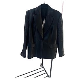 Blazer Oversize Rotate Nero in Seta e Pizzo Nero