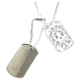 Collana pendente con targa per cane a forma di teschio da uomo Gucci Altro
