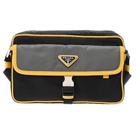 Prada-Prada Nylon Shoulder Bag-Brown,Black,Yellow
