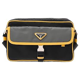Prada-Prada Nylon Shoulder Bag-Brown,Black,Yellow