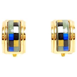 Orecchini a clip Hermès Boucles Clips Email Imprime Blu grigio D'oro
