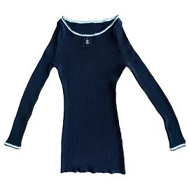 Pull Chanel en laine noir avec logo Noir