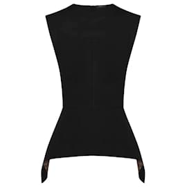 Louis Vuitton-Louis Vuitton Fall 2019 Monogram Tape Peplum Top-Black