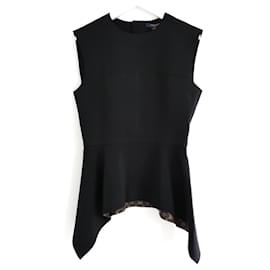 Louis Vuitton-Louis Vuitton Fall 2019 Monogram Tape Peplum Top-Black