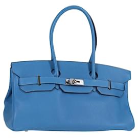 Hermès-HERMES Birkin 40 Sac à main en cuir Togo Bleu Argent Auth nb487M-Argenté,Bleu