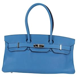 Hermès-HERMES Birkin 40 Sac à main en cuir Togo Bleu Argent Auth nb487M-Argenté,Bleu