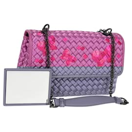 Autre Marque-BOTTEGAVENETA INTRECCIATO Chain Shoulder Bag Leather Purple Auth 116278AM-Purple
