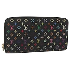 Louis Vuitton-LOUIS VUITTON Monogram Multicolor Zippy Wallet Long Black M60243 LV Auth 121827-Black