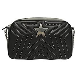 Autre Marque-Stella MacCartney Star Chain Shoulder Bag Leather Black Silver Auth BA1584-Black,Silvery