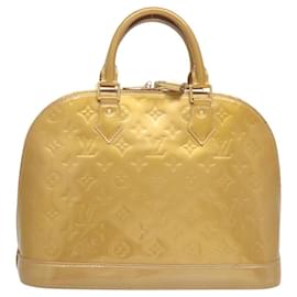 Louis Vuitton-LOUIS VUITTON Monogram Vernis Alma PM Hand Bag Beige Poodle M91751 Auth 122637-Other