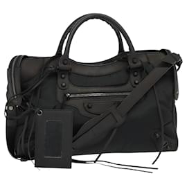 Balenciaga-BALENCIAGA The City Edatis Hand Bag Nylon 2way Black 115748 Auth bs24886-Black