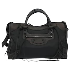 Balenciaga-BALENCIAGA The City Edatis Hand Bag Nylon 2way Black 115748 Auth bs24886-Black