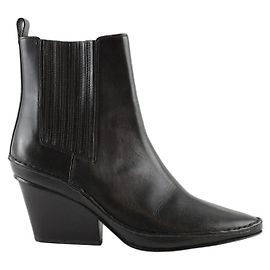 Tory Burch Black leather western boots Black