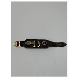 Pulseira de couro vintage da Dior preta e vermelha Vermelho
